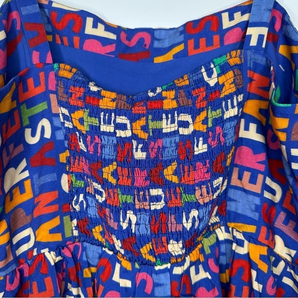 NWT Farm Rio Anthropologie Fantastic Peplum Ruffle Multi Color Tank Top Size XL - Picture 8 of 11